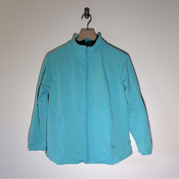 Talbots T by Talbots Cozy Crush Turquoise Full Zip UPF Jacket Medium Petite - Picture 2 of 6